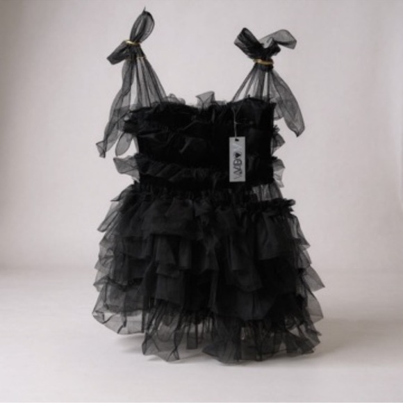 Widow Dusk Devotions Baby Doll Dress NWT Small Black Tulle Goth Ruffle Mini - Picture 3 of 3